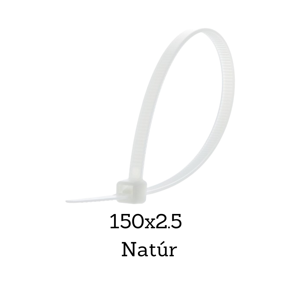 150x2.5 Gyorskötöző, Kábelkötegelő (Natúr) - 100 db