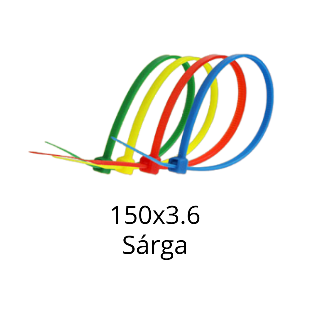 150x3.6 Gyorskötöző, Kábelkötegelő (Sárga) - 100 db