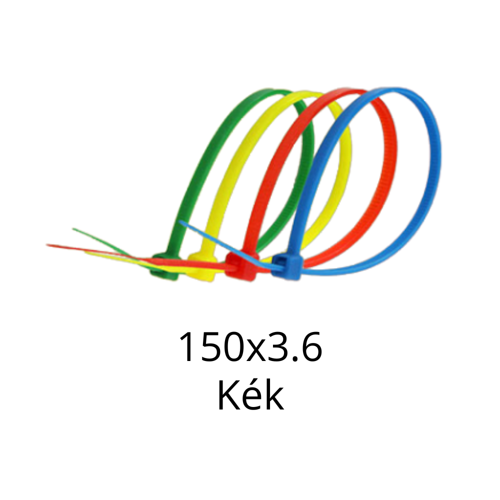 150x3.6 Gyorskötöző, Kábelkötegelő (Kék) - 100 db