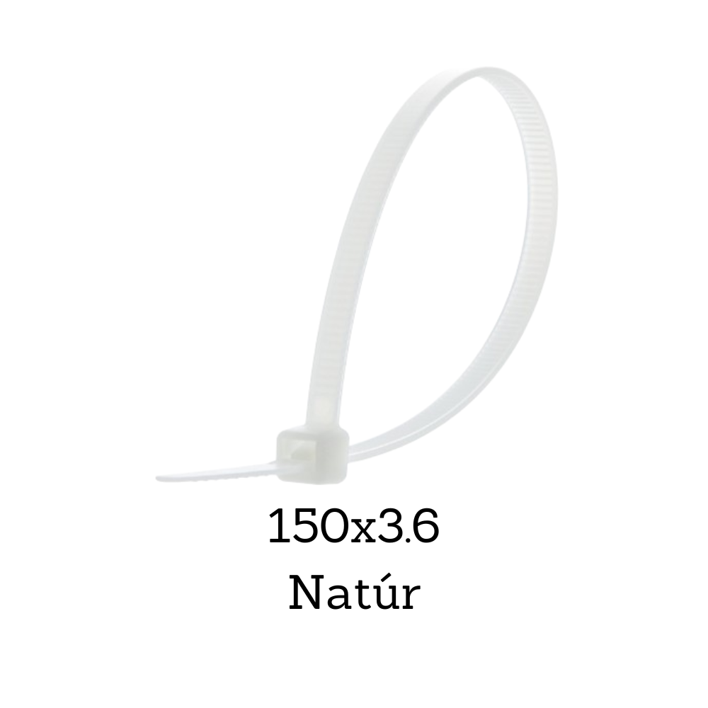 150x3.6 Gyorskötöző, Kábelkötegelő (Natúr) - 100 db